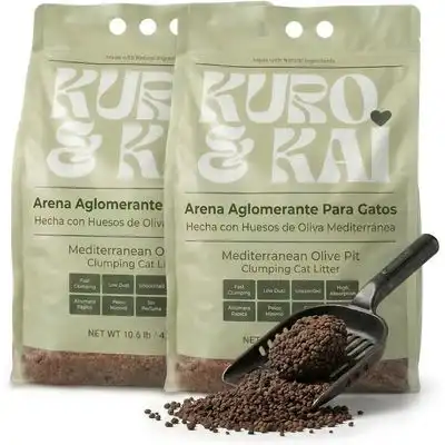KURO & KAI Arena Aglomerante Natural de Hueso de Oliva para Gatos - 9,6 kg / 14 L (2 unidades) - Kuro & Kai - Comparador de precios