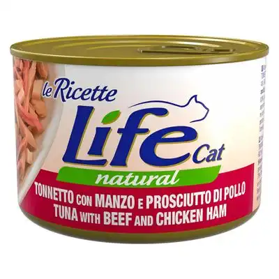 Life Cat «Le Ricette» 4 x 150 g - Atún, carne de vacuno, jamón - Life Cat Natural - Comparador de precios