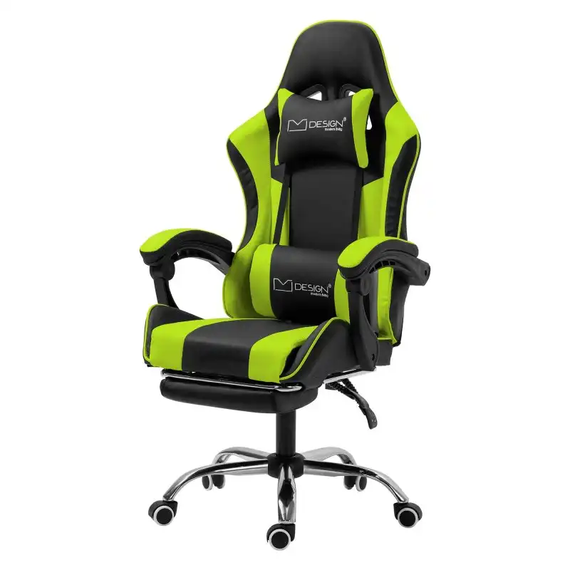 ML-Design Silla Gaming Giratoria Ajustable 121-128cm Negra/Verde