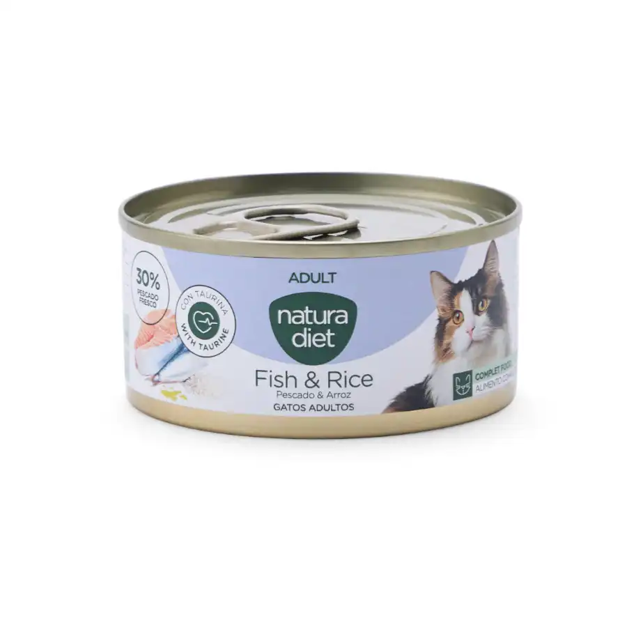 Natura Diet Adult Pescado y Arroz lata para gatos 85 g - Natura Diet - Comparador de precios