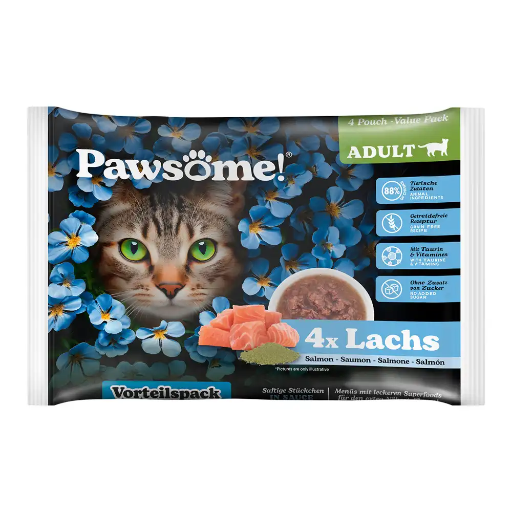 Pawsome Adult Cat 4 x 85 g comida húmeda - Salmón