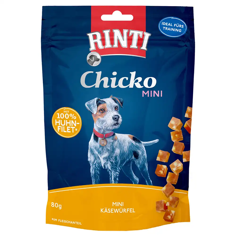 Rinti Chicko Mini láminas para perros - Bocaditos de queso y pollo (80 g)