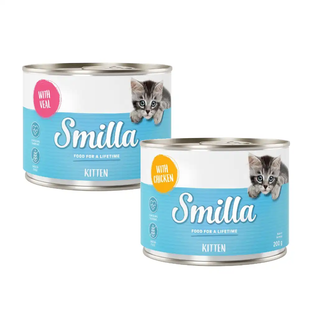 Smilla Kitten 6 x 200 g - Pack mixto: pollo y ternera