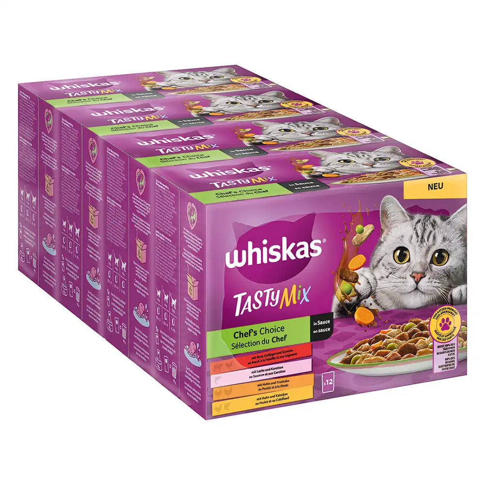 Whiskas Tasty Mix 48 x 85 g Pack Mixto en bolsitas - Recomendación del chef en salsa
