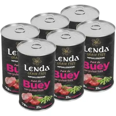 Lenda Paté para Perros Buey con Guisantes Sin Cereales - 6 x 400 g - Lenda - Comparador de precios