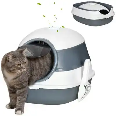 PawHut Arenero para Gato 52x41x38 cm Blanco y Gris - 1 Article - PawHut - Comparador de precios
