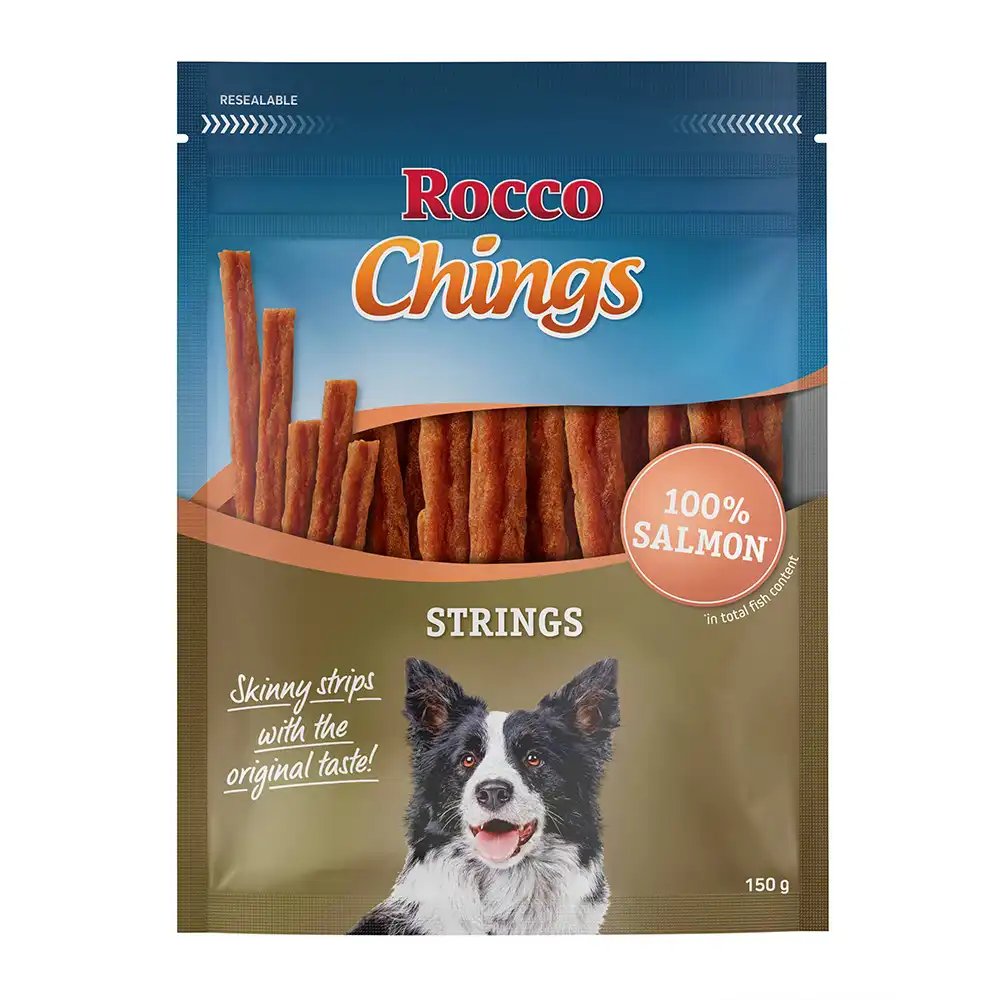 Rocco Chings Strings snacks para perros - Salmón 150 g - Rocco - Comparador de precios