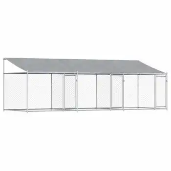 vidaXL Jaula de perros techo y puertas acero galvanizado gris 6x2x2 m - VIDAXL - Comparador de precios