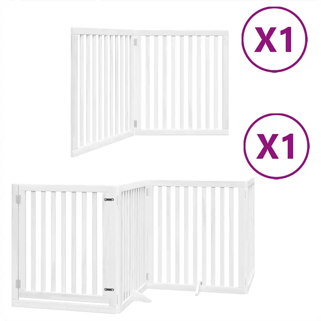 vidaXL Puerta Madera Álamo Blanco Plegable para perros - 80 x 60 x 2 cm - VIDAXL - Comparador de precios