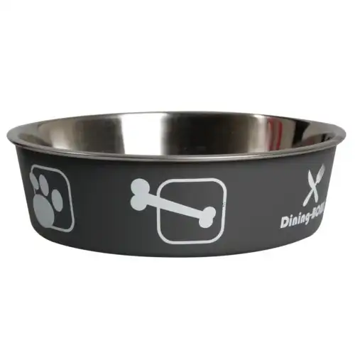 Flamingo Comedero Negro con huellas y huesos para mascotas - Flamingo - Comparador de precios