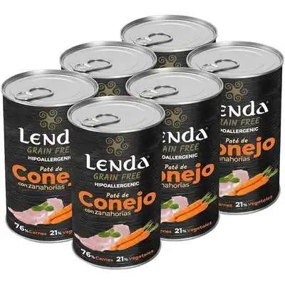 Lenda Paté para Perros Conejo con Zanahorias Sin Cereales - 6 x 400 g - Lenda - Comparador de precios