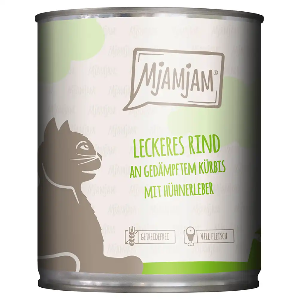 MjAMjAM comida húmeda para gatos 6 x 800 g  - Sabroso vacuno con calabaza al vapor - MjAMjAM - Comparador de precios