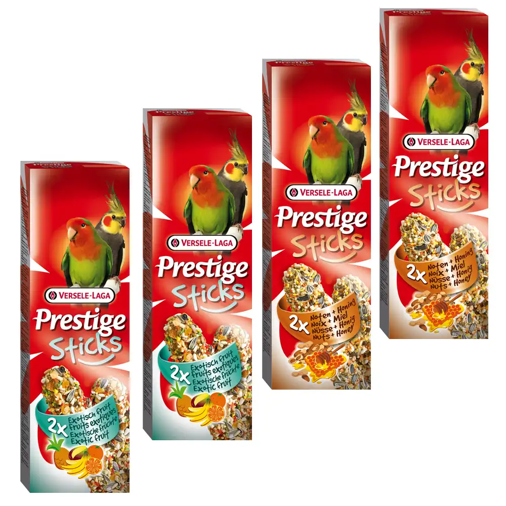 Pack mixto: Versele-Laga Prestige Sticks cotorras y ninfas - 4 x 2 unidades (560 g)