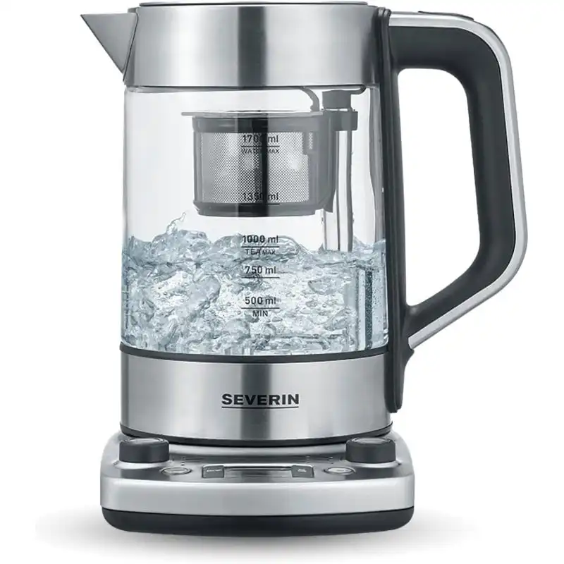 Severin WK 3422 Hervidor de Agua y Té con Ajuste de Temperatura 1.7L 3000W Cristal/ Acero Inoxidable
