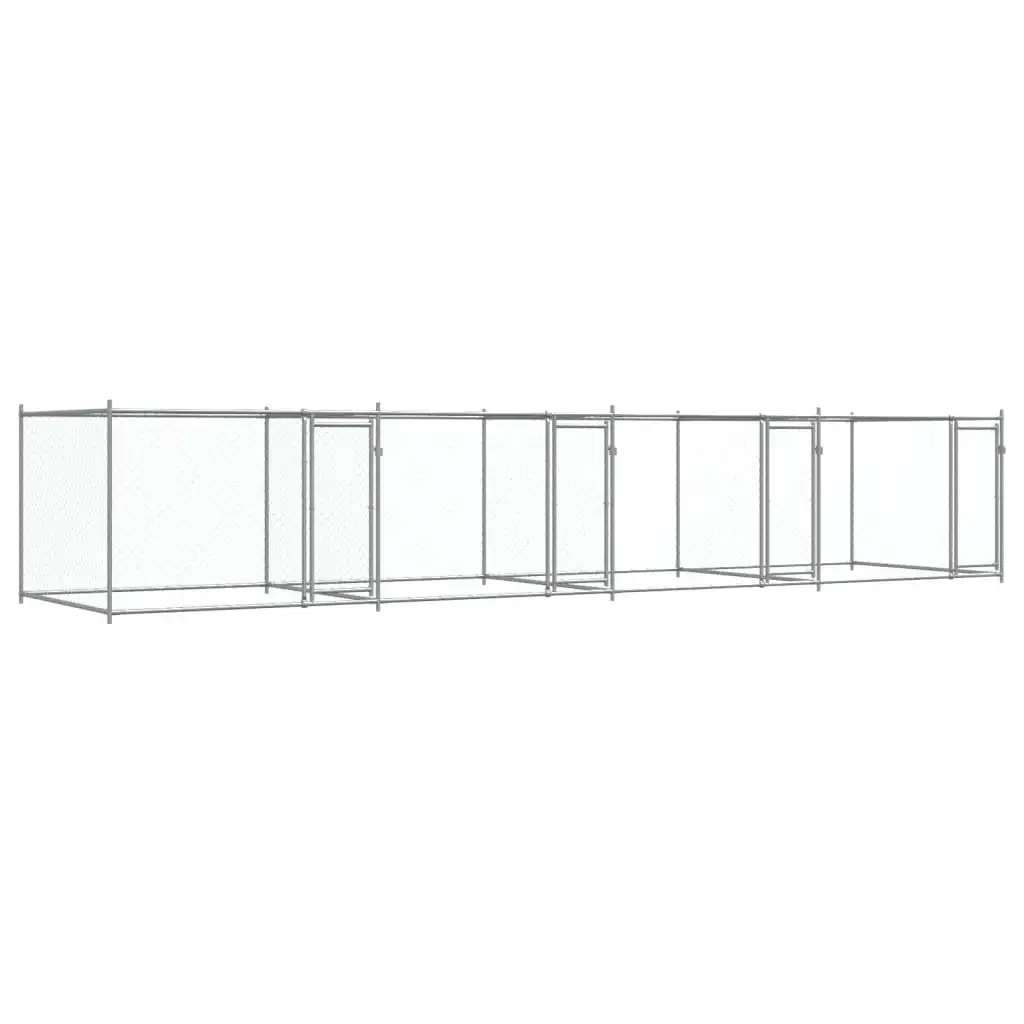 vidaXL Jaula de perros con puertas acero galvanizado gris 10x2x1,5 m - VIDAXL - Comparador de precios