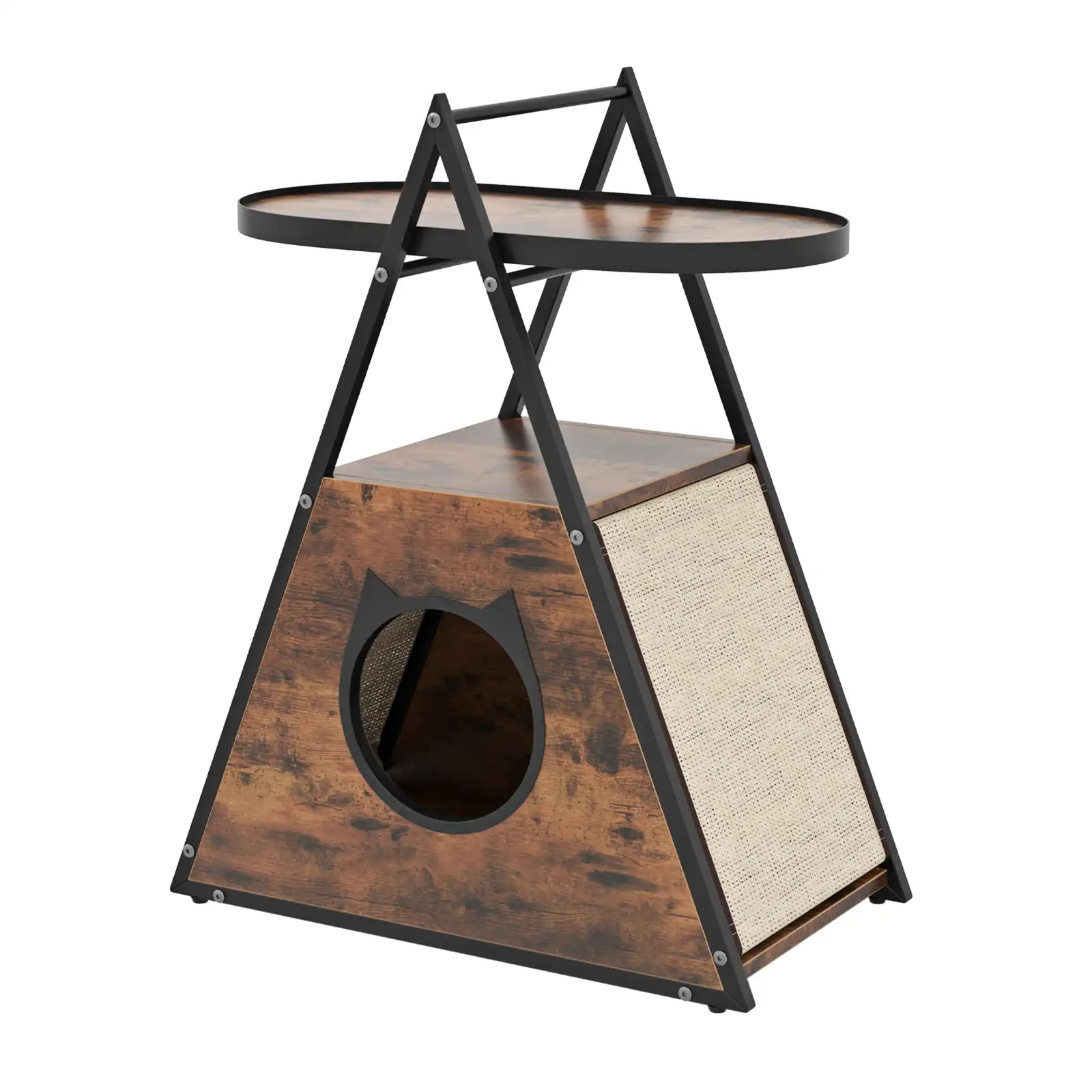 COSTWAY Mesa de Noche Casa para Gatos con Estante de 2 Niveles - 60 x 33 x 76 cm - COSTWAY - Comparador de precios