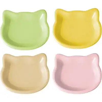 HausPets Juego de 4 cuencos poco profundos para gatitos – Para patas cortas - Blanco, verde, rosa, amarillo - HausPets - Comparador de precios