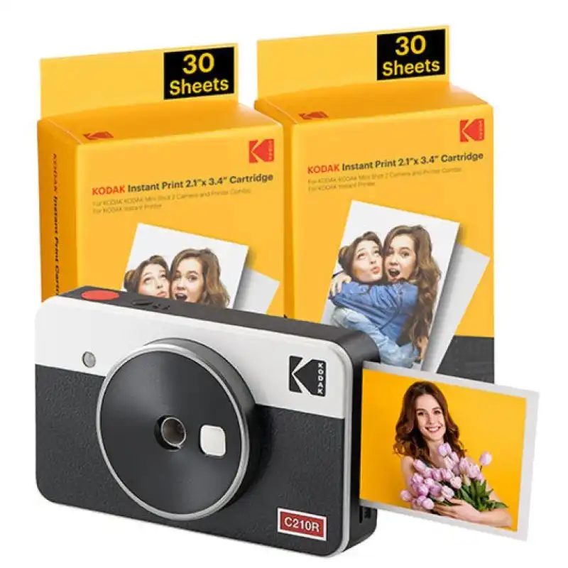 Kodak Mini Shot 2 Retro Cámara Instantánea con Impresora Blanca + 68 Hojas