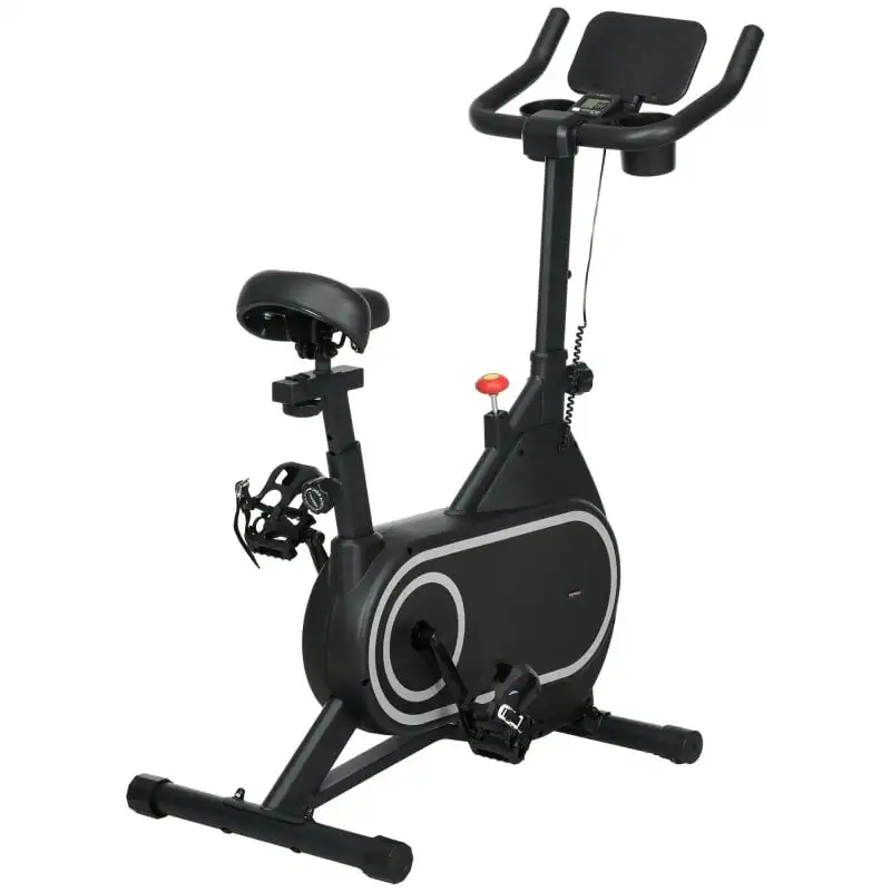Sportnow Bicicleta Estática Con Ruedas Asiento Y Manillar Ajustables Negro