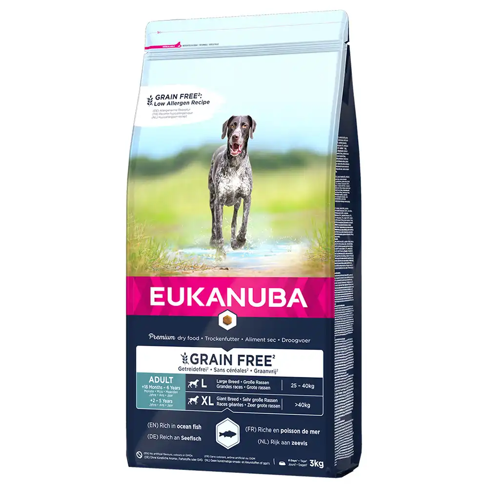 Eukanuba Grain Free Adult razas grandes con salmón - 3 kg