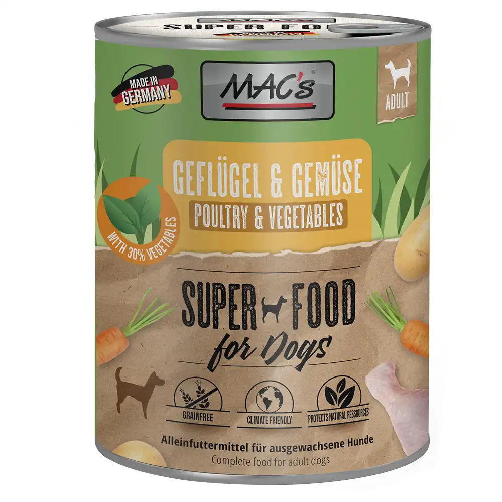 MAC's Comida húmeda para perros 6 x 800 g - Aves de corral y verduras