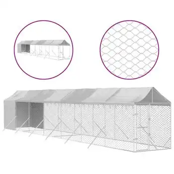 Perrera De Exterior Con Toldo Acero Galvanizado Plata 2x14x2,5m Vidaxl - VIDAXL - Comparador de precios