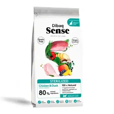 6 KG 6 kg Dibaq Sense Sterilized Grain Free Adult Pollo y Pato pienso para gatos - Dibaq - Comparador de precios