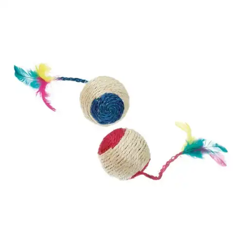 Flamingo Pelota de sisal con sonajero ey pluma para gatos - Flamingo - Comparador de precios