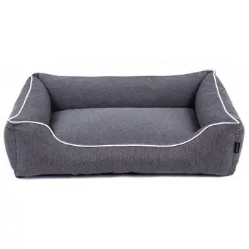 Sofa Mallorca Comfort Cama Para Perro En Gris Oscuro Con Blanco 100x75 Cm