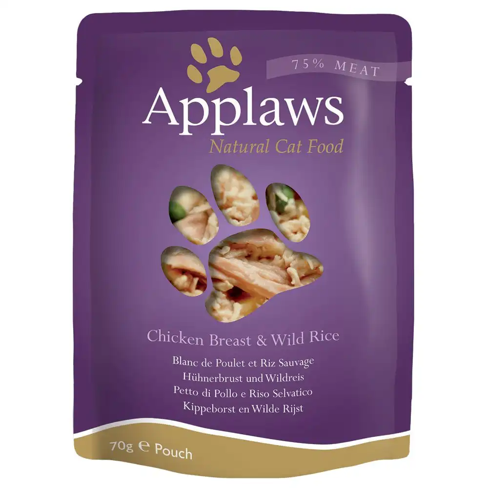 Applaws Cat Pouch en caldo para gatos 12 x 70 g - Pollo con arroz silvestre - Applaws - Comparador de precios