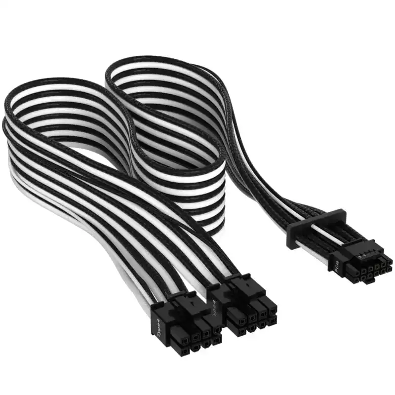 Corsair Cable Premium con Fundas PCIe Gen 5 12VHPWR 600 W y 12+4 Patillas con Funda Blanco/Negro