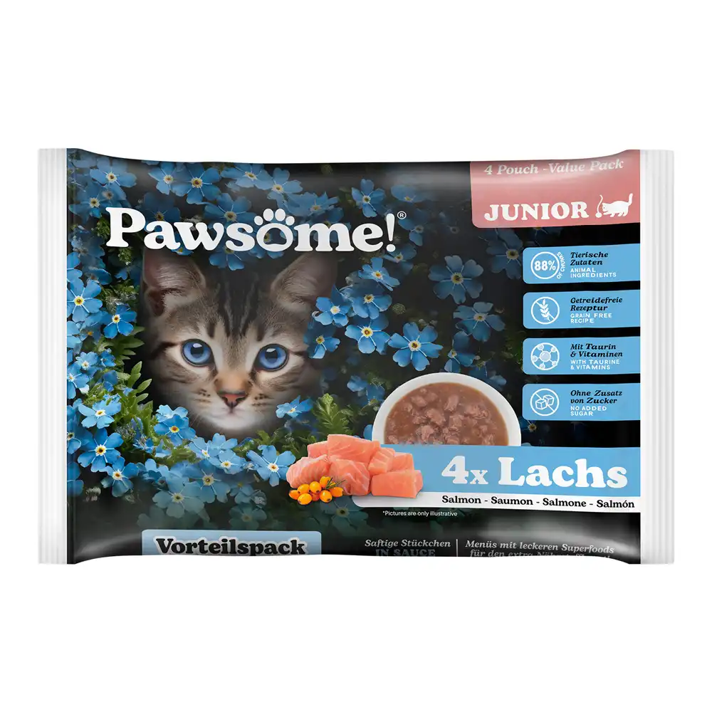 Pawsome Junior 4 x 85 g comida húmeda para gatitos - Salmón