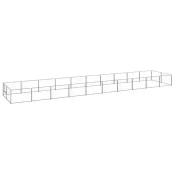 Perrera Exterior | Jaula Para Perro | Parque Para Mascotas Plateada 20 M² Acero Cfw784026