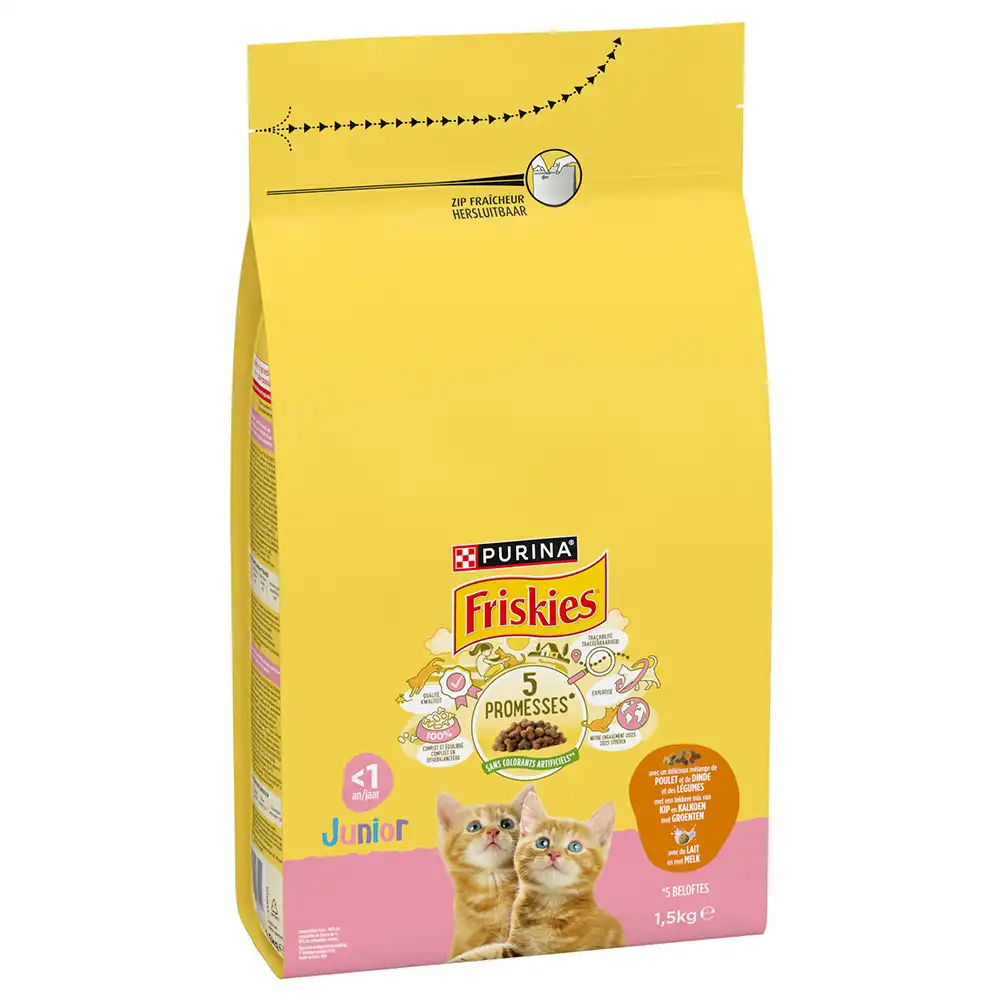 PURINA FRISKIES Junior Cat con pollo, pavo y verduras - 3 x 1,5 kg - Pack Ahorro - Friskies - Comparador de precios