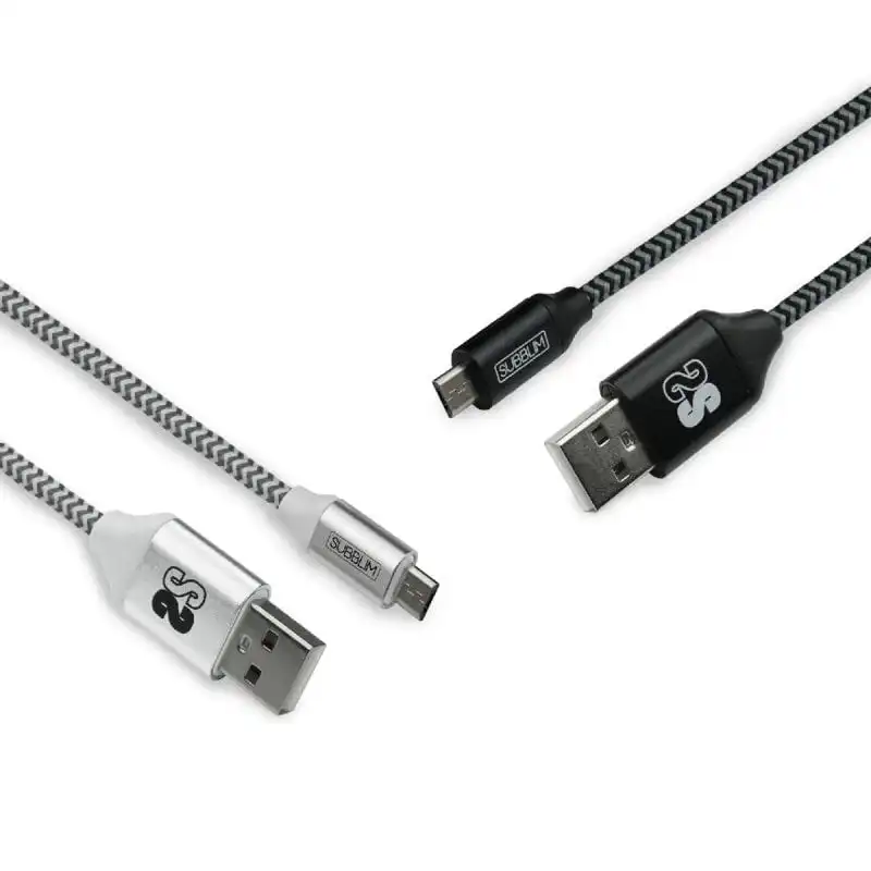Subblim Pack de 2 Cables MicroUSB a USB 2.0 1m Negro