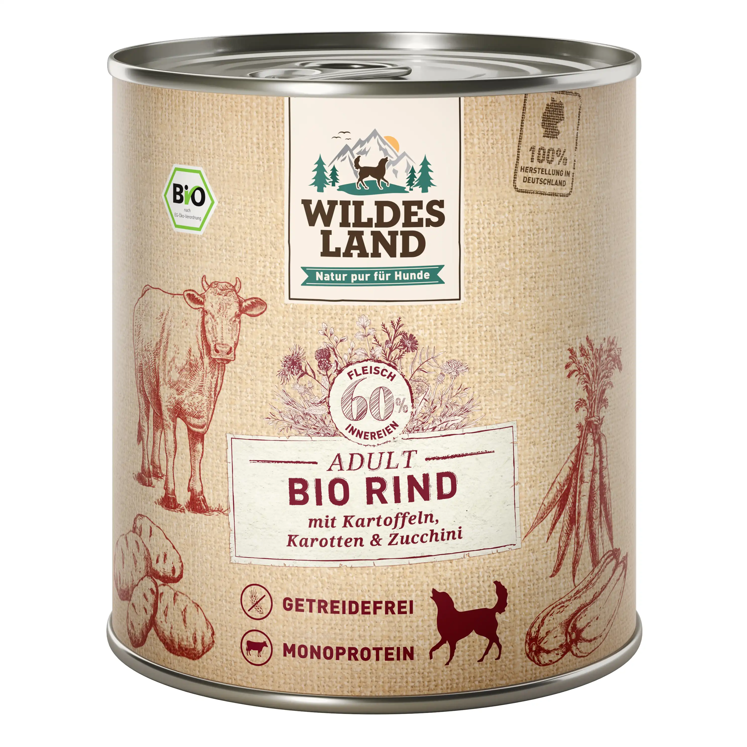 Ternera BIO con patatas y calabacín 800 g - Wildes Land - Comparador de precios