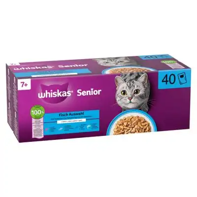 Whiskas 7+ Senior en bolsitas 40 x 85 g - Pescado en gelatina (4 variedades) - Whiskas - Comparador de precios