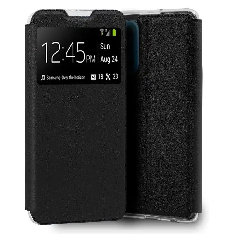 Cool Funda Flip Cover Liso Negra para Oppo Reno 4Z