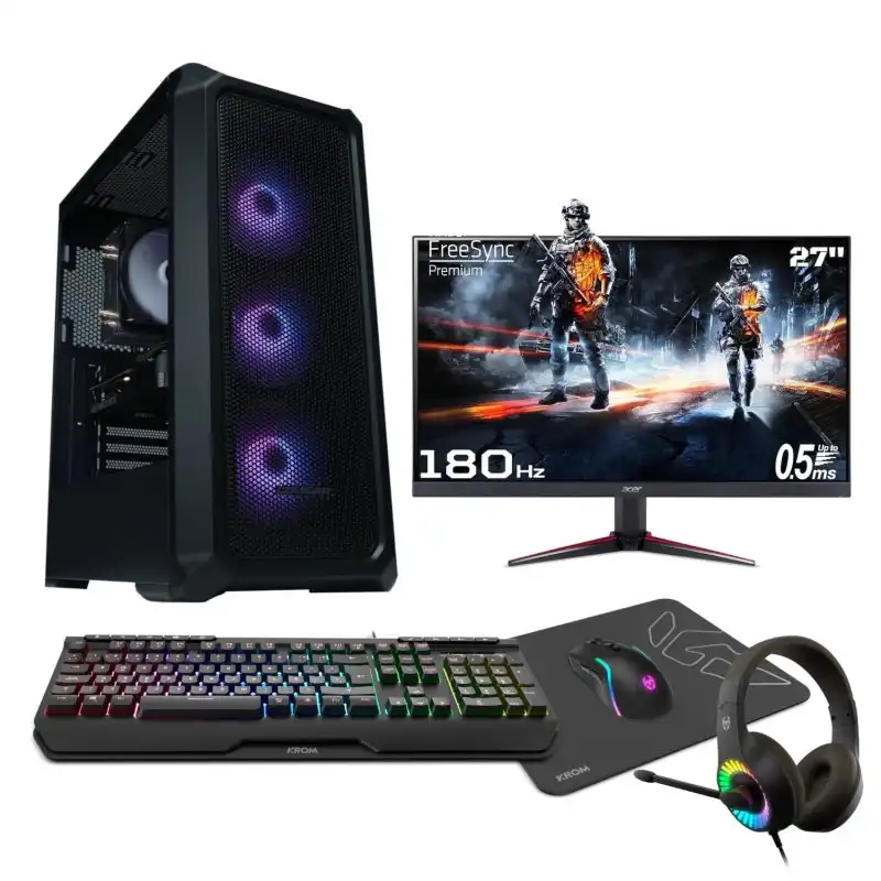 Epical-Q Pack Epic82 AMD Ryzen 5 5600/16GB/1TB SSD/RTX 3060 + Monitor 27" FHD 180Hz + Combo Gaming