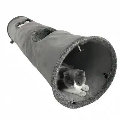 FurryFusion Túnel plegable de gamuza para gatos - Gris - Furry Fusion - Comparador de precios