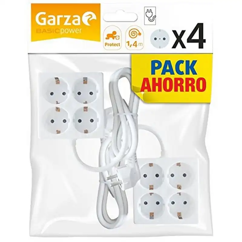 Garza Basic Power Pack 2 Regletas Cuadradas de 4 Tomas