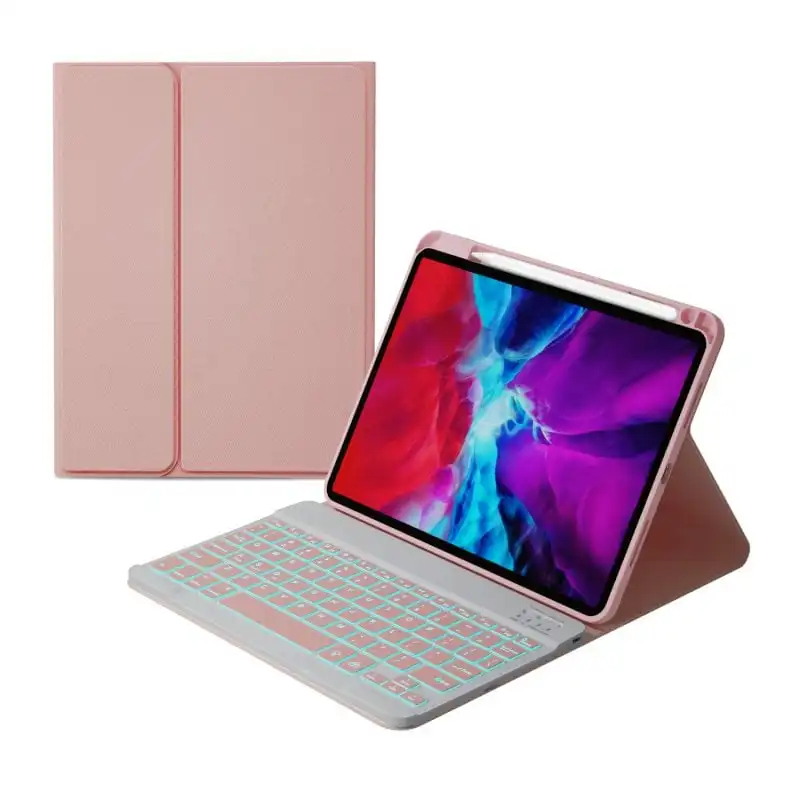 Royal Bailey HK-109D Funda con Teclado Bluetooth para iPad Air4 2020 10.9/ Pro 11(2021/20/18) Rosa