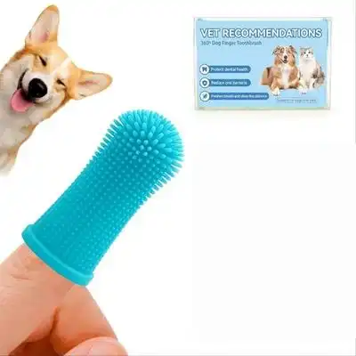 ZooVenture Cepillo de dientes para perros 360° - Cuidado dental - Conjunto azul de dos piezas con estuche y caja de cartón. - Zooventure - Comparador de precios