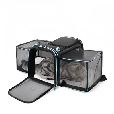 FurryFusion Mochila grande expandible para gatos - Azul grisáceo - Furry Fusion - Comparador de precios