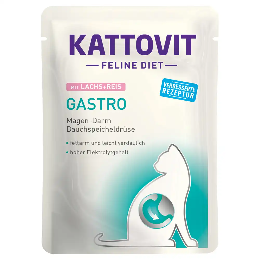 Kattovit Gastro 6 x 85 g en sobres comida húmeda para gatos - Salmón y arroz
