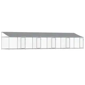 vidaXL Jaula de perros techo y puertas acero galvanizado gris 10x2x2 m - VIDAXL - Comparador de precios