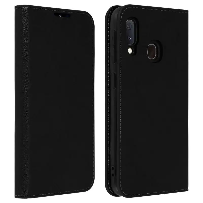 Avizar Funda Cartera de Cuero Negro para Samsung Galaxy A20e