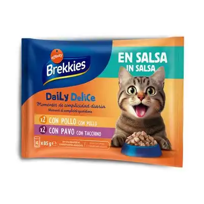 Brekkies Daily Delice 4 x 85 g - Pollo y pavo en salsa - Affinity Brekkies - Comparador de precios