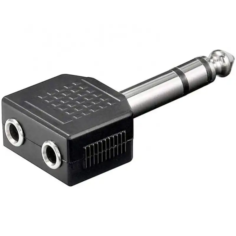 Goobay Adaptador Audio Jack 6.35mm a 2x Jack 3.5mm Macho/Hembra Negro