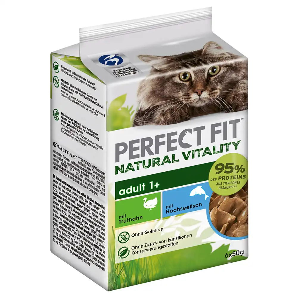 Perfect Fit Natural Vitality Adult 1+ - Pescado de alta mar y pavo (6 x 50 g) - Perfect Fit - Comparador de precios